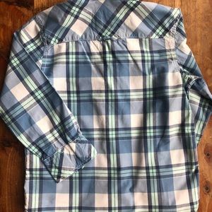 H&M Boys Button Down Shirt Blue Green
